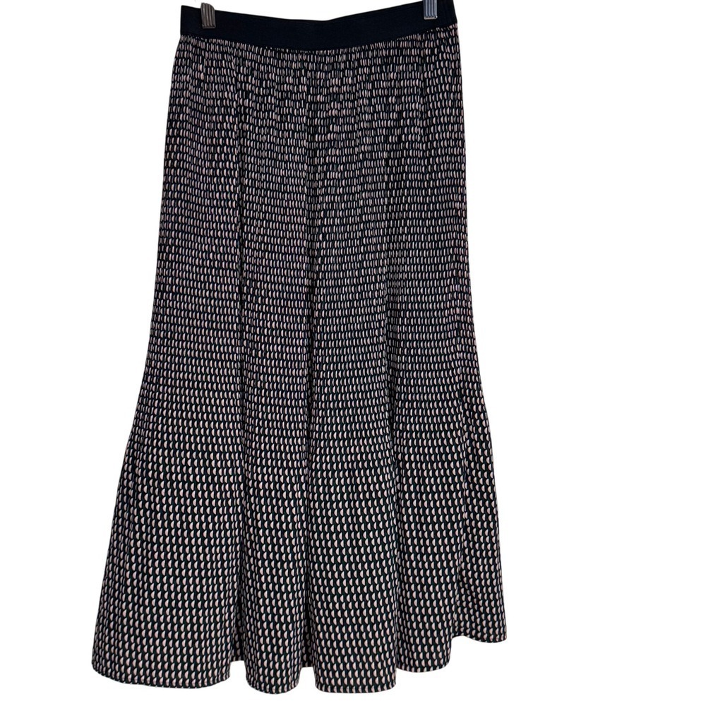 Adrianna Papell Black Pink Geometric Pleated Maxi Skirt‎ XS